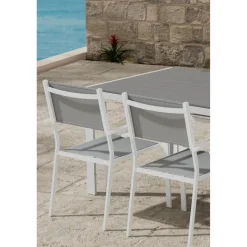 Ruokailuryhmä ulos Venture Home, harmaa Break-pöytä 205x90cm + 6 harmaata Copacabana-tuolia