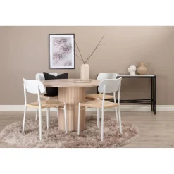 Ruokailuryhmä Venture Home, ⌀110cm beige Bianca-pöytä + 4 valkoista Polly-tuolia