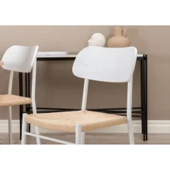 Ruokailuryhmä Venture Home, ⌀110cm beige Bianca-pöytä + 4 valkoista Polly-tuolia