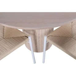 Ruokailuryhmä Venture Home, ⌀110cm beige Bianca-pöytä + 4 valkoista Polly-tuolia