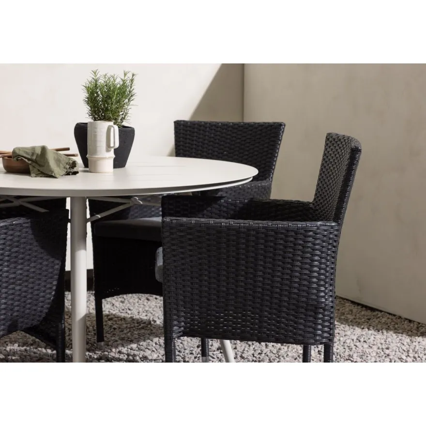 Ruokailuryhmä Venture Home, ø120cm, beige Lina-pöytä + 4 Malina-tuolia