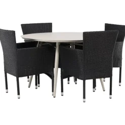 Ruokailuryhmä Venture Home, ø120cm, beige Lina-pöytä + 4 Malina-tuolia