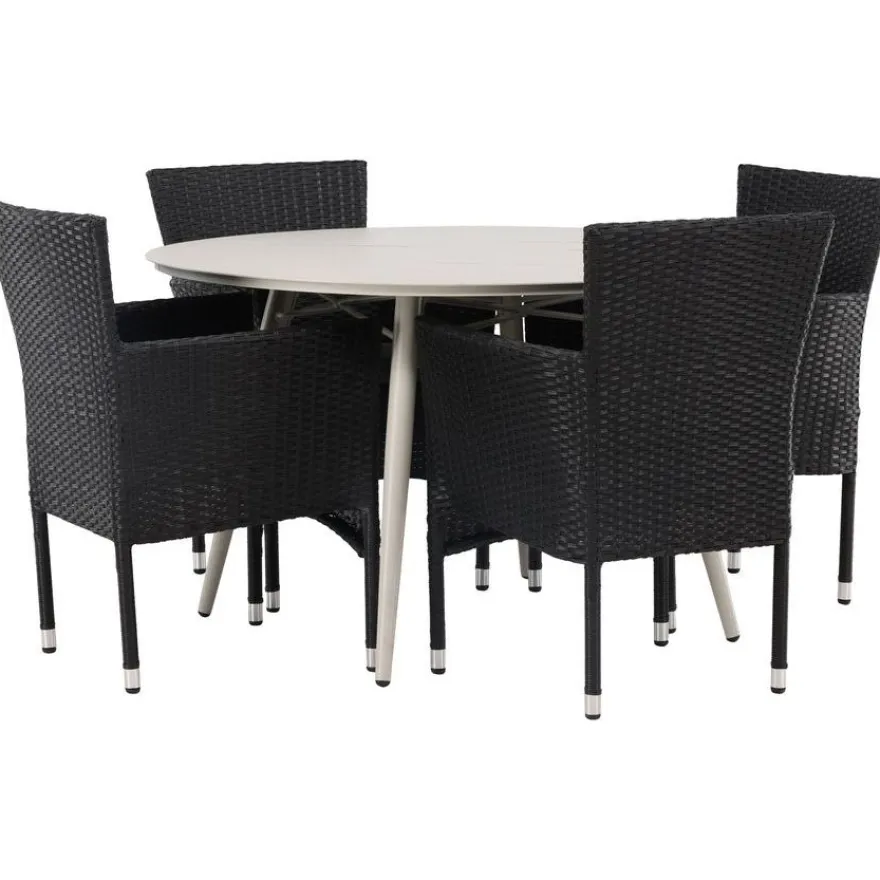 Ruokailuryhmä Venture Home, ø120cm, beige Lina-pöytä + 4 Malina-tuolia