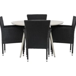 Ruokailuryhmä Venture Home, ø120cm, beige Lina-pöytä + 4 Malina-tuolia