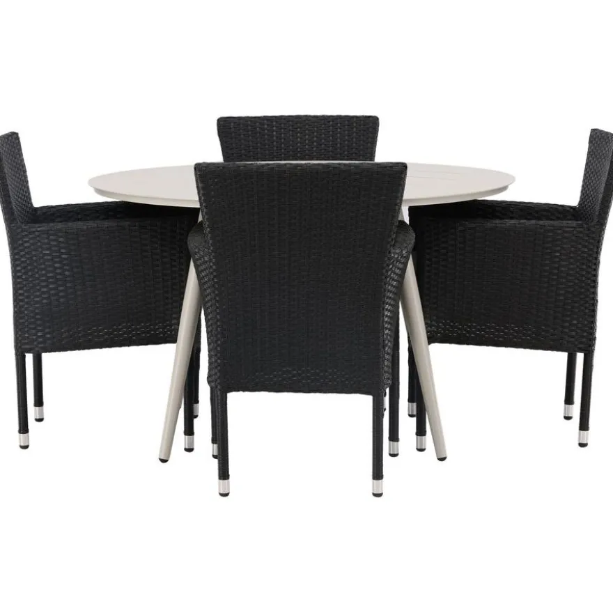 Ruokailuryhmä Venture Home, ø120cm, beige Lina-pöytä + 4 Malina-tuolia