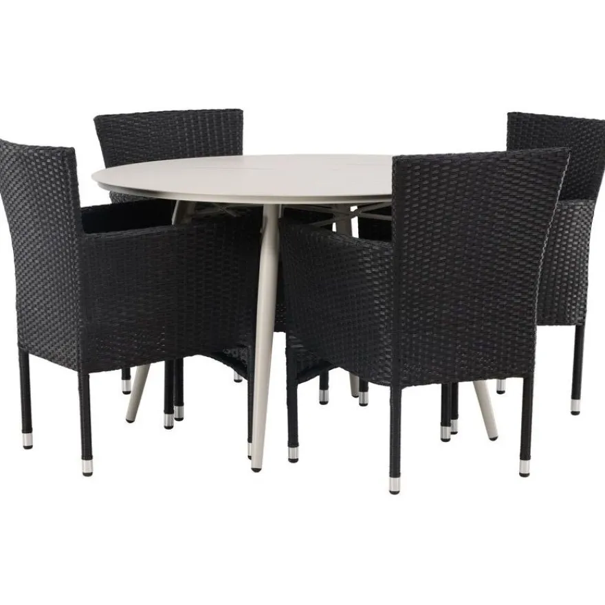 Ruokailuryhmä Venture Home, ø120cm, beige Lina-pöytä + 4 Malina-tuolia