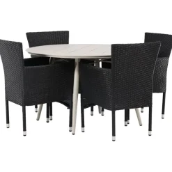 Ruokailuryhmä Venture Home, ø120cm, beige Lina-pöytä + 4 Malina-tuolia