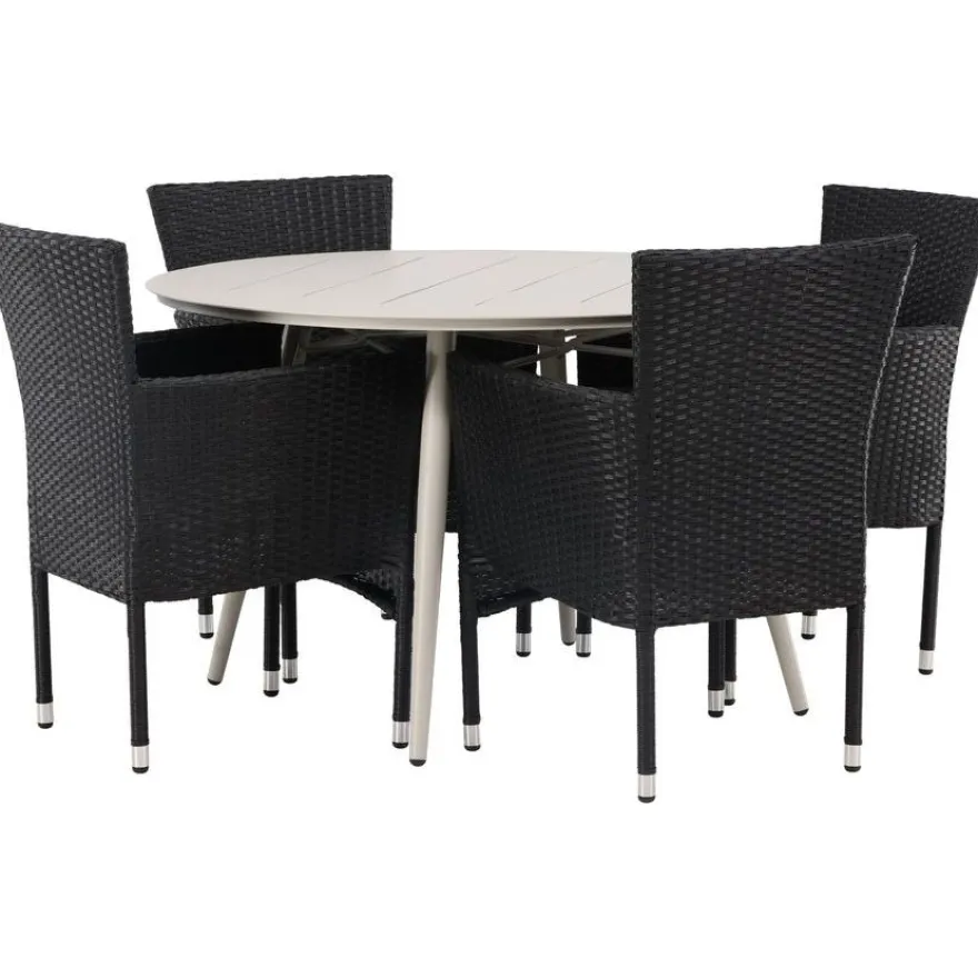 Ruokailuryhmä Venture Home, ø120cm, beige Lina-pöytä + 4 Malina-tuolia