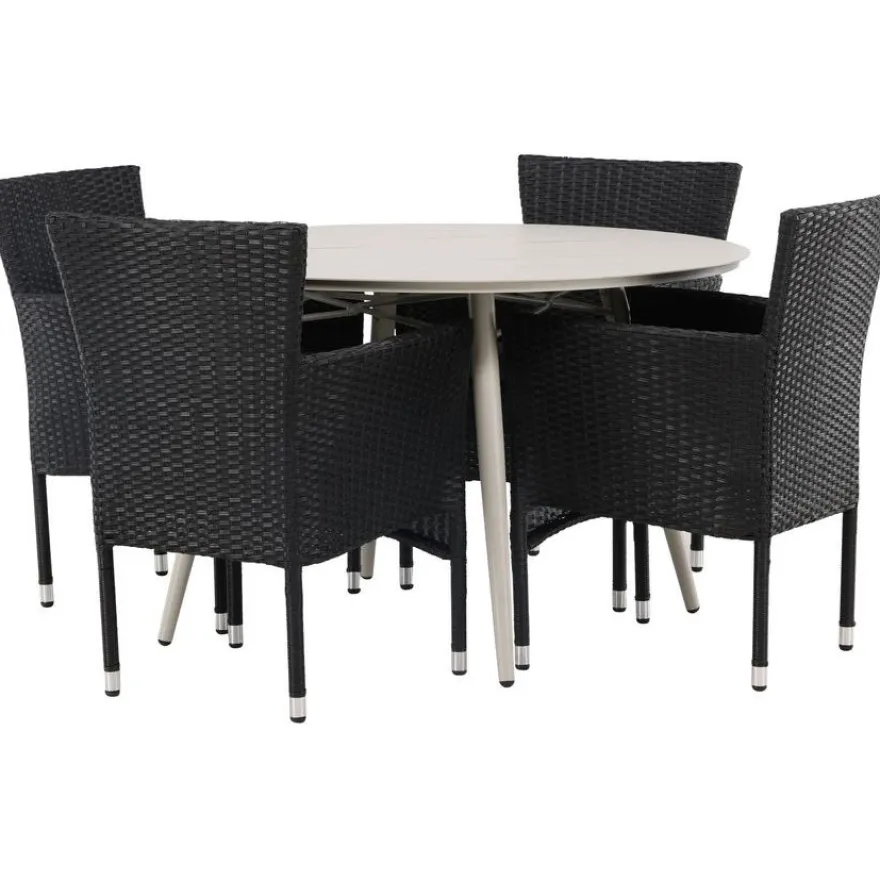 Ruokailuryhmä Venture Home, ø120cm, beige Lina-pöytä + 4 Malina-tuolia