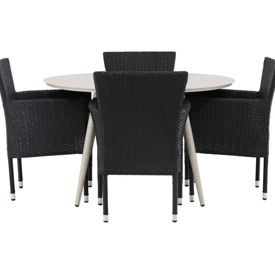 Ruokailuryhmä Venture Home, ø120cm, beige Lina-pöytä + 4 Malina-tuolia