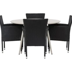 Ruokailuryhmä Venture Home, ø120cm, beige Lina-pöytä + 4 Malina-tuolia