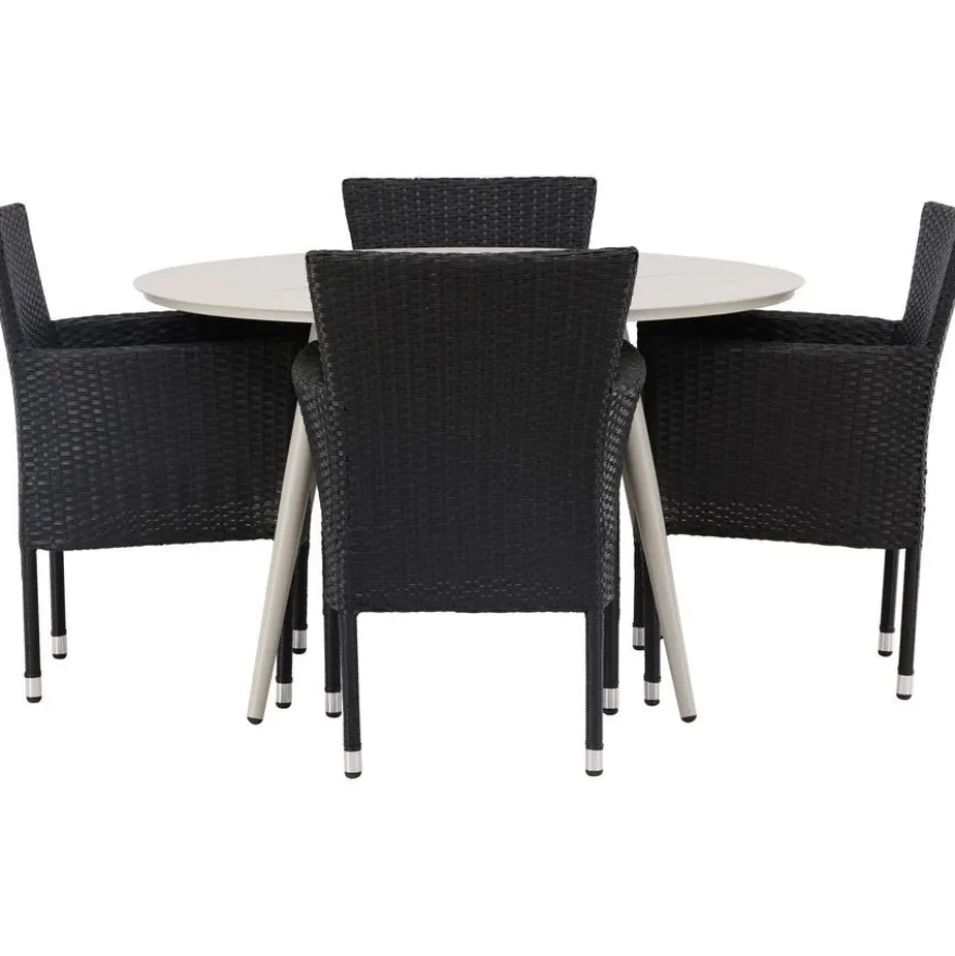 Ruokailuryhmä Venture Home, ø120cm, beige Lina-pöytä + 4 Malina-tuolia