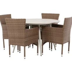 Ruokailuryhmä Venture Home, ø120cm, beige Lina-pöytä + 4 Malina-tuolia