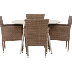 Ruokailuryhmä Venture Home, ø120cm, beige Lina-pöytä + 4 Malina-tuolia