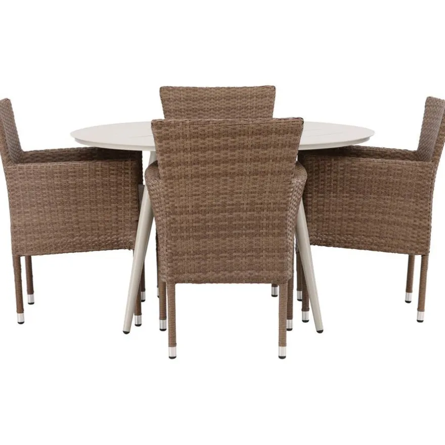 Ruokailuryhmä Venture Home, ø120cm, beige Lina-pöytä + 4 Malina-tuolia