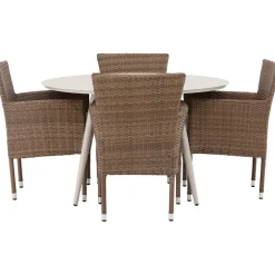 Ruokailuryhmä Venture Home, ø120cm, beige Lina-pöytä + 4 Malina-tuolia