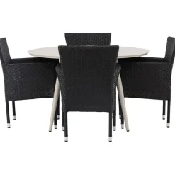 Ruokailuryhmä Venture Home, ø120cm, beige Lina-pöytä + 4 Malina-tuolia