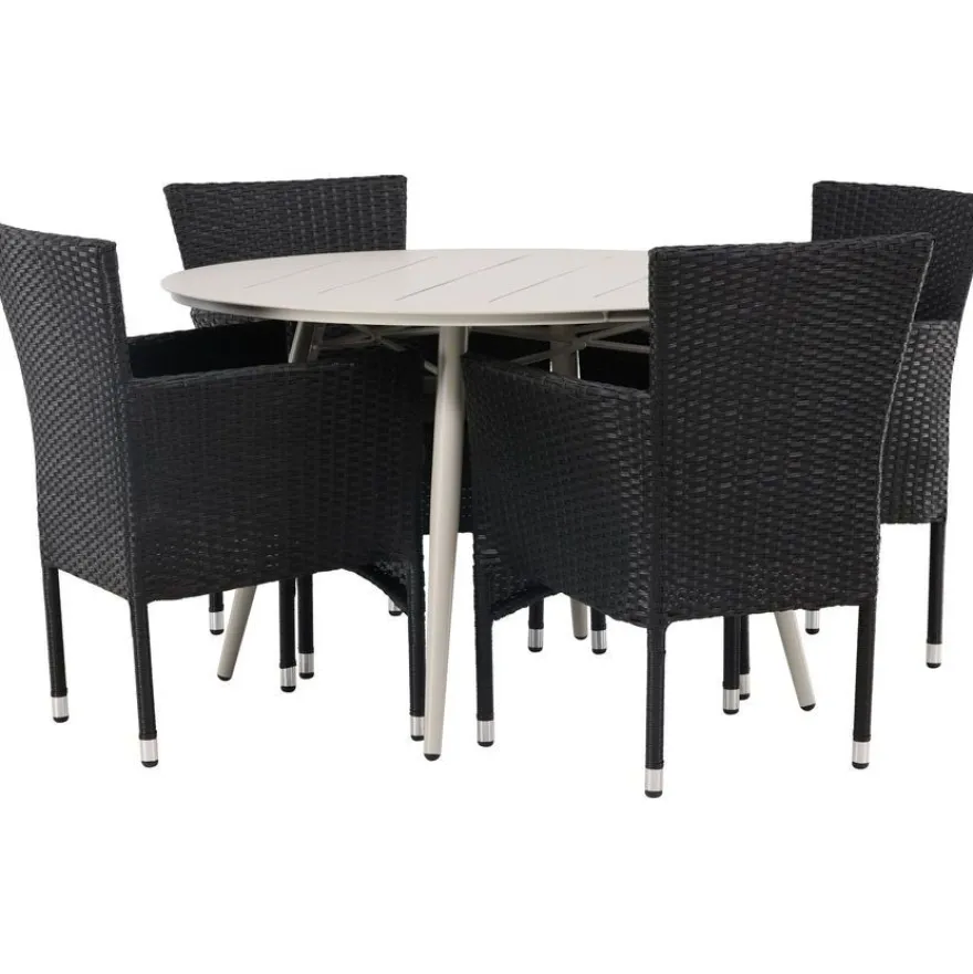Ruokailuryhmä Venture Home, ø120cm, beige Lina-pöytä + 4 Malina-tuolia