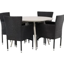Ruokailuryhmä Venture Home, ø120cm, beige Lina-pöytä + 4 Malina-tuolia