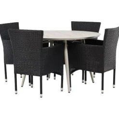 Ruokailuryhmä Venture Home, ø120cm, beige Lina-pöytä + 4 Malina-tuolia