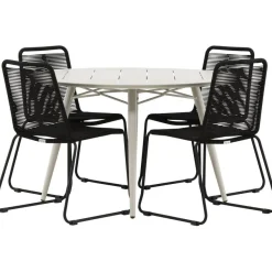 Ruokailuryhmä Venture Home, ø120cm, beige Lina-pöytä + 4 pinottavaa Lindos-tuolia