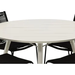 Ruokailuryhmä Venture Home, ø120cm, beige Lina-pöytä + 4 pinottavaa Lindos-tuolia