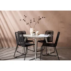 Ruokailuryhmä Venture Home, ø120cm, beige Lina-pöytä + 4 pinottavaa Lindos-tuolia