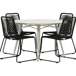 Ruokailuryhmä Venture Home, ø120cm, beige Lina-pöytä + 4 pinottavaa Lindos-tuolia
