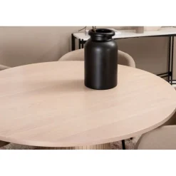 Ruokailuryhmä Venture Home, ⌀110cm Bianca-pöytä + 4 beigeä Berit-tuolia