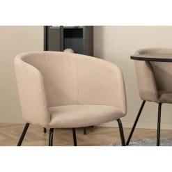Ruokailuryhmä Venture Home, ⌀110cm Bianca-pöytä + 4 beigeä Berit-tuolia