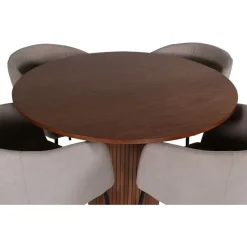 Ruokailuryhmä Venture Home, ⌀110cm Bianca-pöytä + 4 beigeä Berit-tuolia