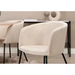 Ruokailuryhmä Venture Home, ⌀110cm Bianca-pöytä + 4 Berit-tuolia, sametti