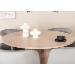 Ruokailuryhmä Venture Home, ⌀110cm Bianca-pöytä + 4 Berit-tuolia, sametti