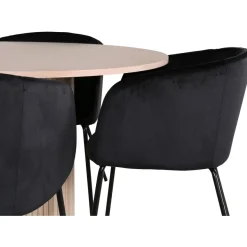 Ruokailuryhmä Venture Home, ⌀110cm Bianca-pöytä + 4 Berit-tuolia, sametti