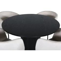 Ruokailuryhmä Venture Home, ⌀110cm Bianca-pöytä + 4 Berit-tuolia, sametti