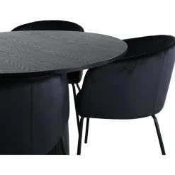 Ruokailuryhmä Venture Home, ⌀110cm Bianca-pöytä + 4 Berit-tuolia, sametti