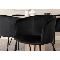 Ruokailuryhmä Venture Home, ⌀110cm Bianca-pöytä + 4 Berit-tuolia, sametti