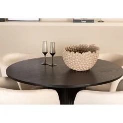 Ruokailuryhmä Venture Home, ⌀110cm Bianca-pöytä + 4 Berit-tuolia, sametti