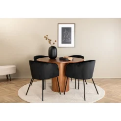 Ruokailuryhmä Venture Home, ⌀110cm Bianca-pöytä + 4 Berit-tuolia, sametti