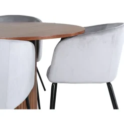 Ruokailuryhmä Venture Home, ⌀110cm Bianca-pöytä + 4 Berit-tuolia, sametti