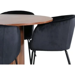 Ruokailuryhmä Venture Home, ⌀110cm Bianca-pöytä + 4 Berit-tuolia, sametti