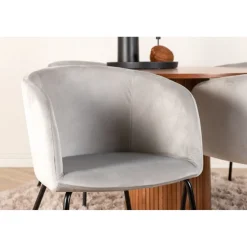 Ruokailuryhmä Venture Home, ⌀110cm Bianca-pöytä + 4 Berit-tuolia, sametti
