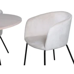 Ruokailuryhmä Venture Home, ⌀110cm Bianca-pöytä + 4 Berit-tuolia, sametti