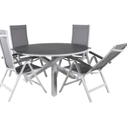 Ruokailuryhmä Venture Home, ø140cm Copacabana-pöytä + 4 Albany-tuolia