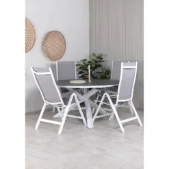 Ruokailuryhmä Venture Home, ø140cm Copacabana-pöytä + 4 Albany-tuolia