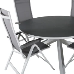 Ruokailuryhmä Venture Home, ø140cm Copacabana-pöytä + 4 Albany-tuolia