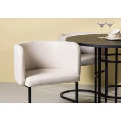 Ruokailuryhmä Venture Home, ⌀115cm Copenhagen-pöytä + 4 beigeä Simrishamn-tuolia