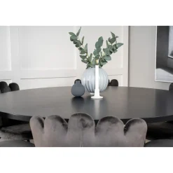 Ruokailuryhmä Venture Home, ⌀140cm Copenhagen-pöytä + 6 harmaata Limhamn-tuolia, sametti