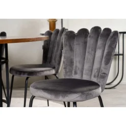 Ruokailuryhmä Venture Home, ⌀140cm Copenhagen-pöytä + 6 harmaata Limhamn-tuolia, sametti