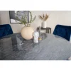 Ruokailuryhmä Venture Home, ø106cm harmaa/musta Estelle-pöytä + 4 sinistä Velvet Deluxe -tuolia, sametti